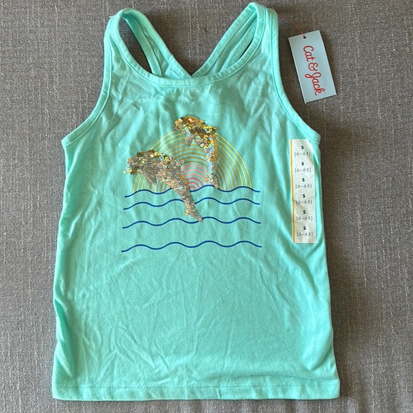 NEW Cat & Jack Reverse Sequin Dolphin Tank Top Size S (6/6x) NWT